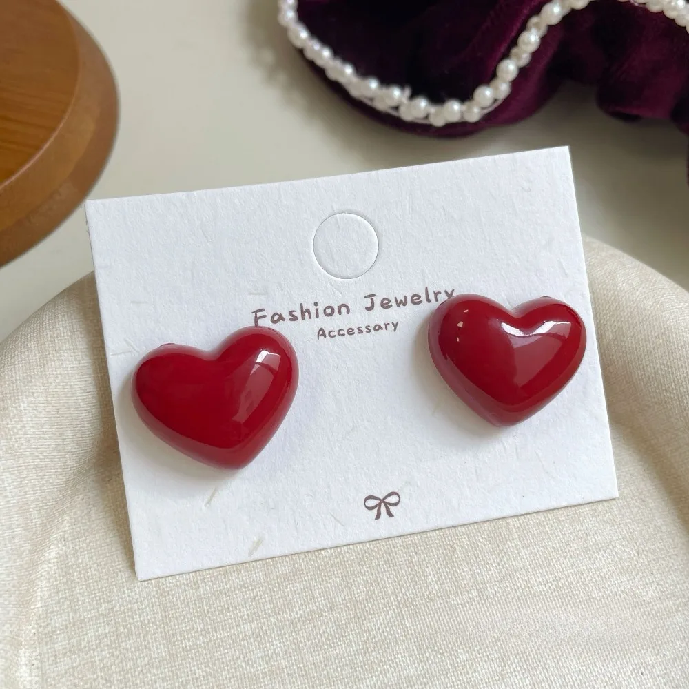 Retro Red Bowknot Stud Earrings Image 6