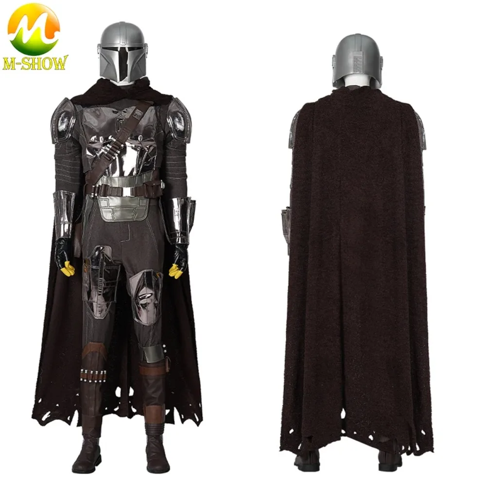 

Din Djarin Cosplay Costume Mandalore Outfits Helmet Set with Cloak Adult Mens Halloween Carnival Suit