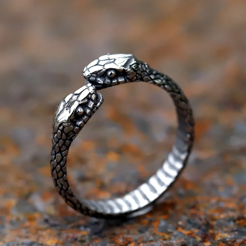 Neue Herren 316l Edelstahl Ringe Nase Wikinger Stil skandi navis chen zweiköpfigen Schlange Tier Ring Schmuck Geschenke versand kostenfrei