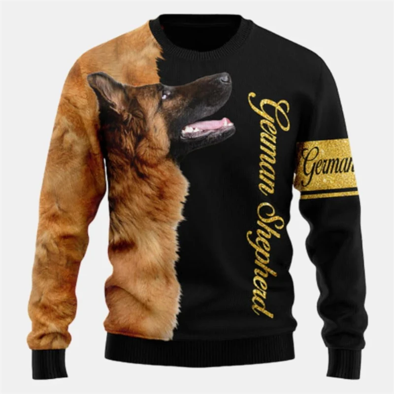 German Shepherd Men's Ugly Christmas Sweater 3D All Over Printed Men Pullover Casual Sweatshirt Y2K Couple Tops Unisex Clothing