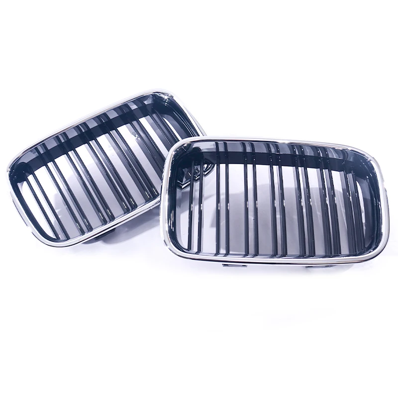 Single Double Line Kidney Grill Chrome Frame Silver Grill For BMW 3 Series E36 Pre-LCI Coupe Sedan 1992-1996 316i 318i 320i 325i view 2