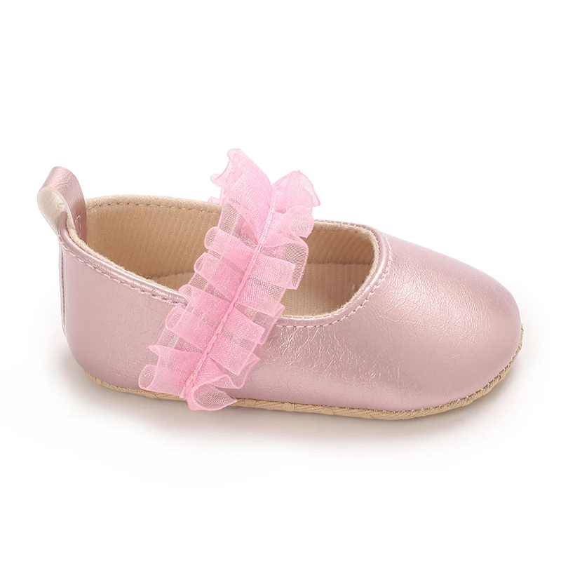 Nieuwe Effen Kleur Baptist Schoenen Lente Baby Schoenen Pu Lederen Pasgeboren Meisjes Schoenen Eerste Wandelaars Prinses Strik Baby Prewalker