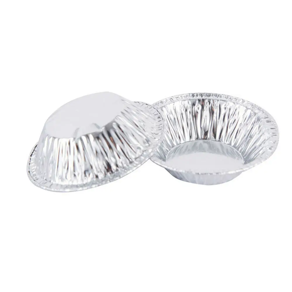 100Pcs Silver Aluminum Foil Tart Pan Disposable Mini Pie Tins Round Egg Tart Molds Pan Baking Foil Cake Cups for Kitchen