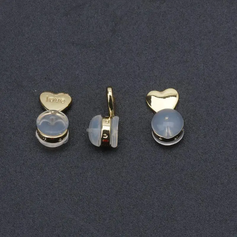 91AF الدقة الدعم الدعم ظهور ظهور القرط لترصيع Diamond Heart Love Packingments applacements for arring