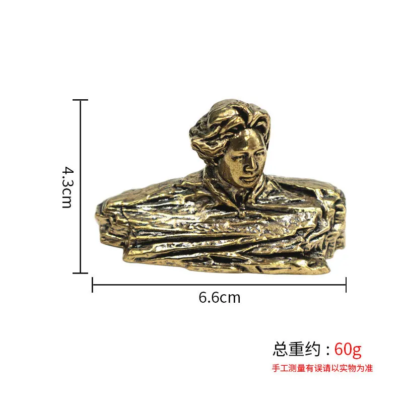 Brass Youth Chairman Mao Statue, Changsha Orange Isle Head, Bronze Sculpture, Decorative Piece For Office, Home, Or Desk