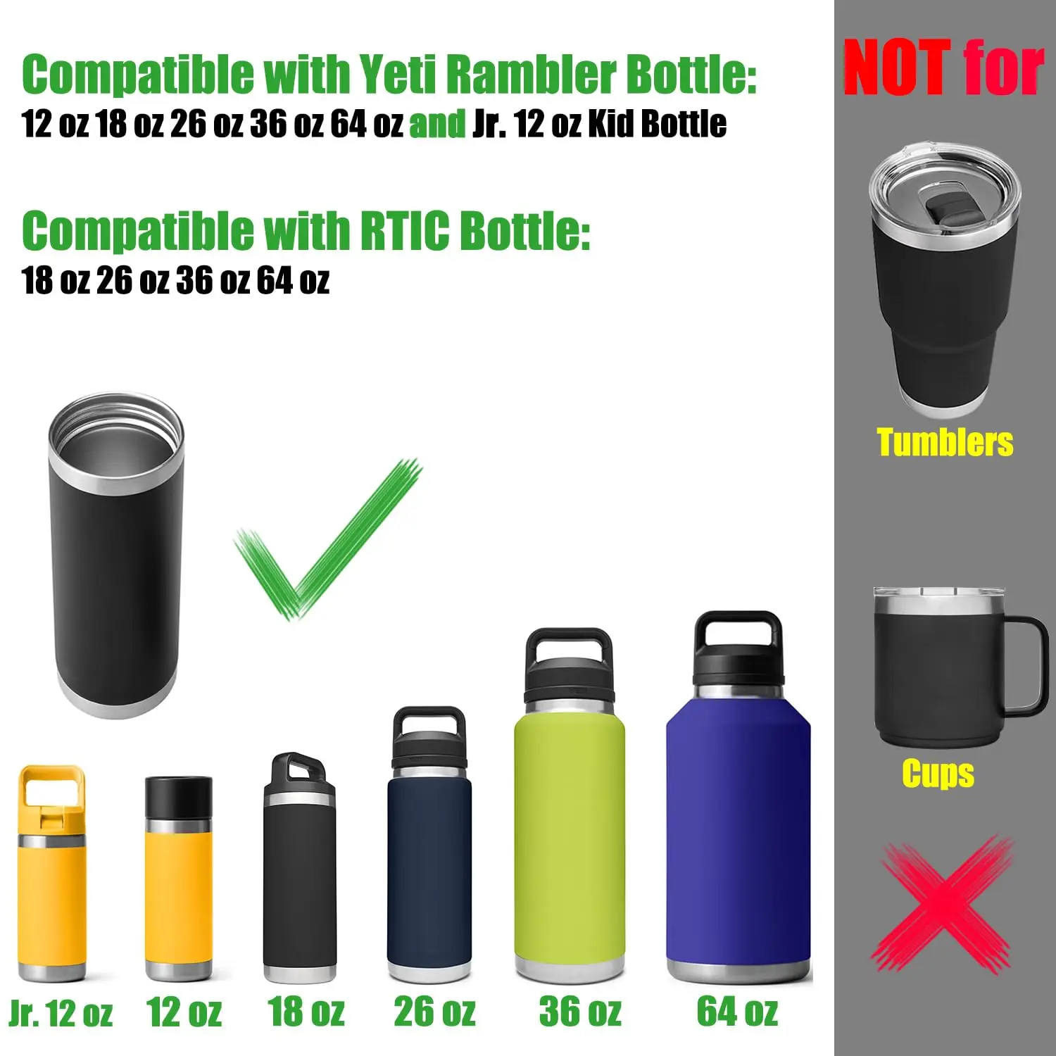 Spout Lid for YETI Rambler Bottle, BPA Free, Ideal Chug Cap for YETI, Fits 18 26 36 64 oz Bottles Easy to Clean, BPA Free