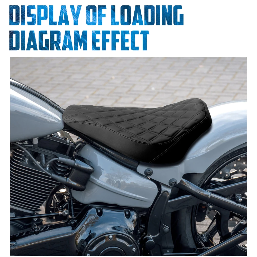 Motorcycle Driver Seat Front Solo Diamond Cushion For Harley Softail Breakout FXBR Rocker FXCW 08-2017 Leather Low Profile Seat 2