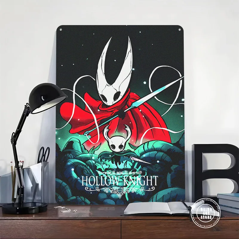 Hollow Knight Game Printed Poster Customized Wall Art Retro Vintage Metal Tin Signs for Gamer Decoration Home Decor Accessories