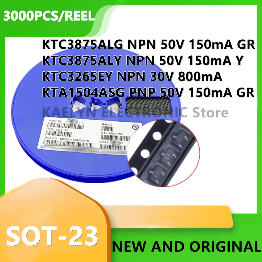 

3000PCS Patch transistor triode KTC3875 KTC3875 KTC3265 KTA1504 ALG ALY EY Switching Diodes 50V 30V 150MA 800MA SOT-23