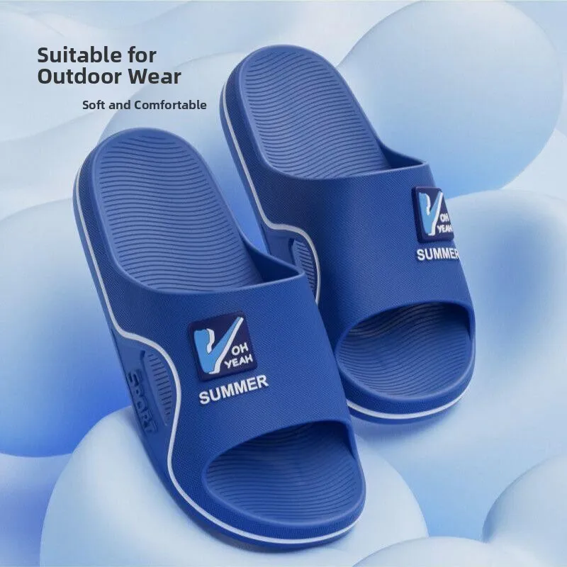 

Thickened Men's Slippers Bathing Home Wear Outdoor Soft Bottom Anti-wear Slip-Resistant PVC Bottom Casual Style Spring Autumn