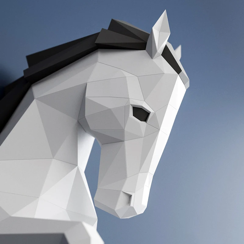 Horse 3D Paper Model Kit Home Decor Wall Decoration Polygon Geometry Hand Made Art Papercrafts DIY Puzzles Kids Toys