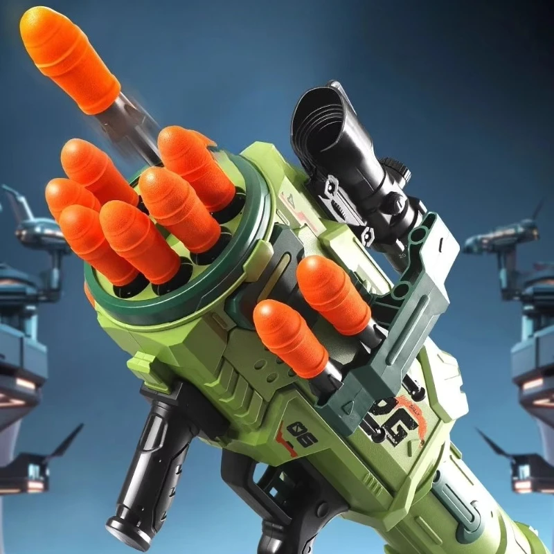 Lanciarazzi a otto canne EVA Pistola a proiettile morbido Toy Boy Gatling Tiro ad aria all'aperto Pistola da cecchino Gioco di battaglia di tiro elettrico