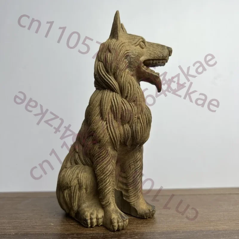 Hand-Carved Agarwood Dog Statue - 7.4