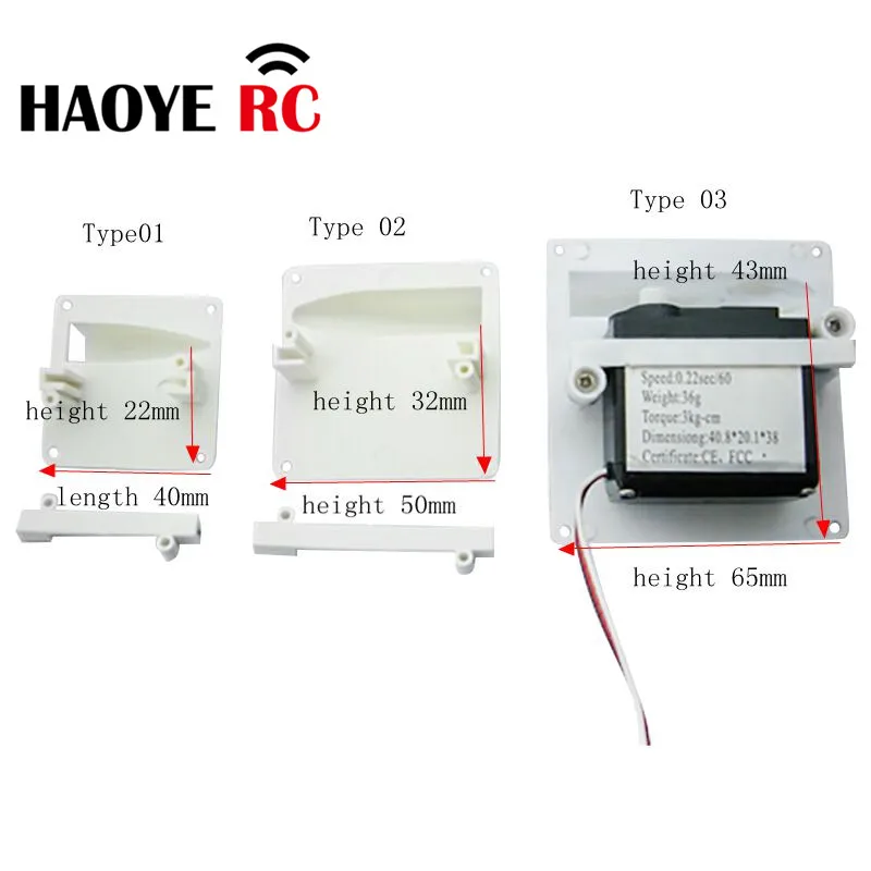 Haoye RC Aircraft Capa Protetora, Wing Servo Mount, Servo Protector, Retainer, 6-9g, 17g, 36g, 55g, Não Incluído, 2 Pares por Lote