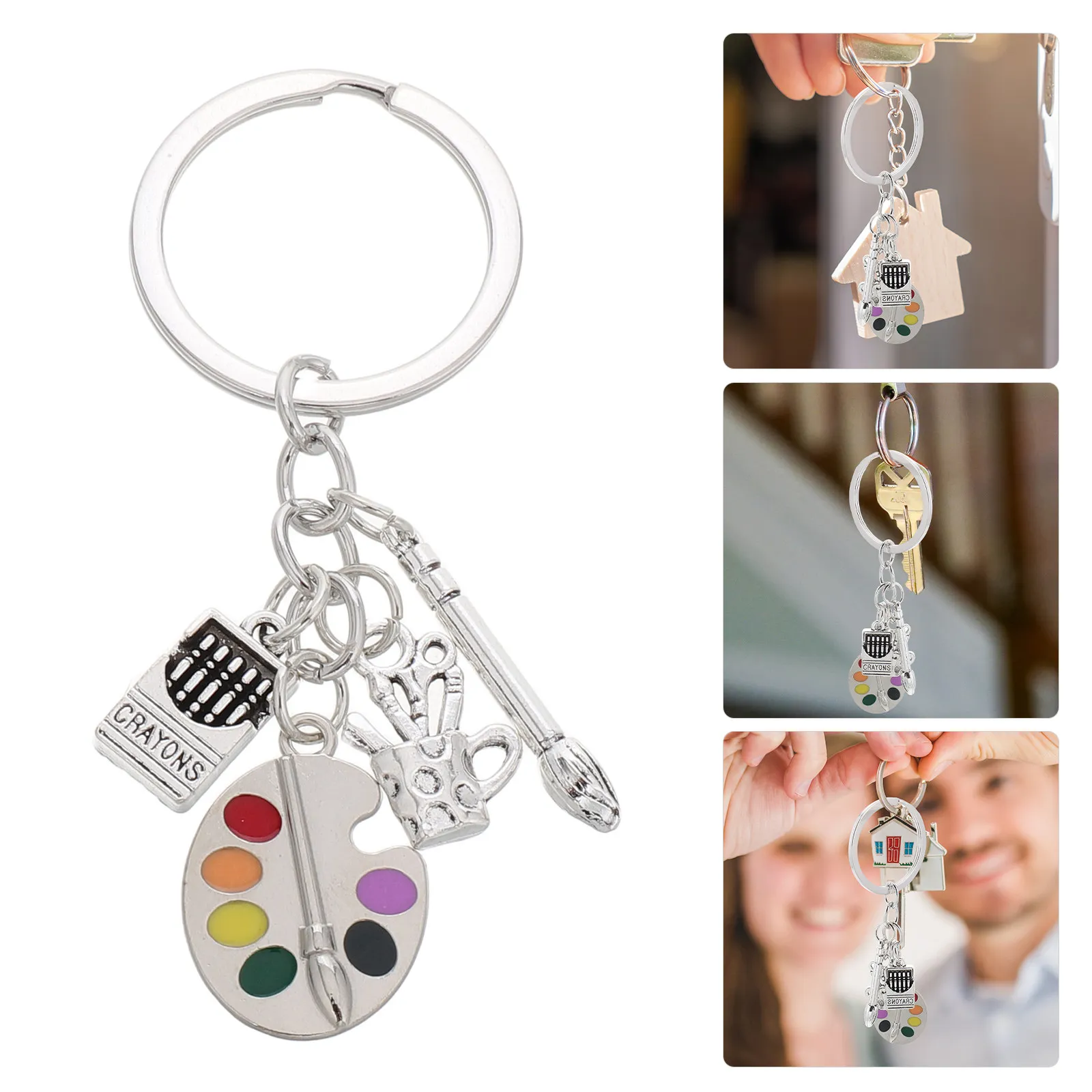 Personalized Artist-Themed Painting Palette Keychain for Painters, Art Students & Creative Jewelry Lovers