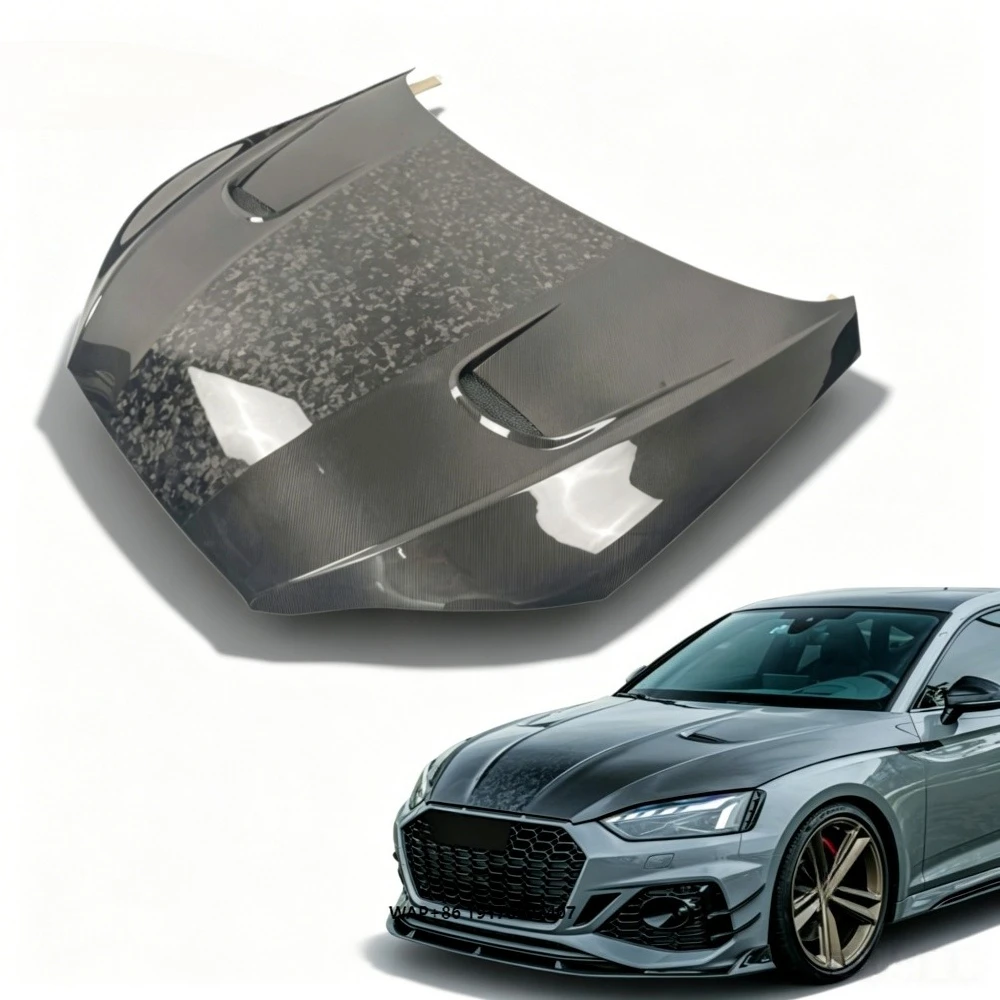 Custom Two-Tone Split-Style Forged Carbon 3K Carbon Fiber Engine Hood,Direct Replacement Upgrade For  A5/S5/RS5(2017-2024)
