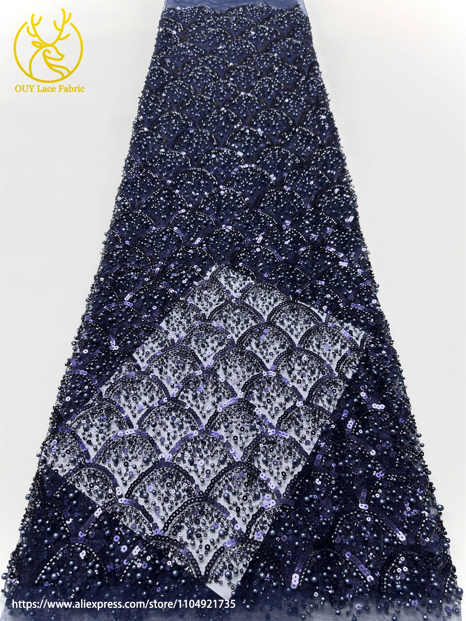 Burgunderroter afrikanischer Perlenstickerei-Mesh-Spitzenstoff, eleganter nigerianischer französischer Pailletten-Tüll-Spitzenstoff für Frauen, Partykleider – Detail 22