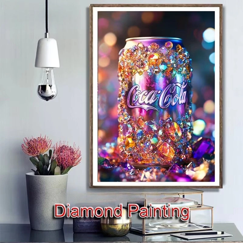 Diamond Painting Sets Cola-Flasche Quadratische Runde Diamanten-Stickerei Kreuzstich Diamantkunst Komplette Wandkunst Rahmenlos