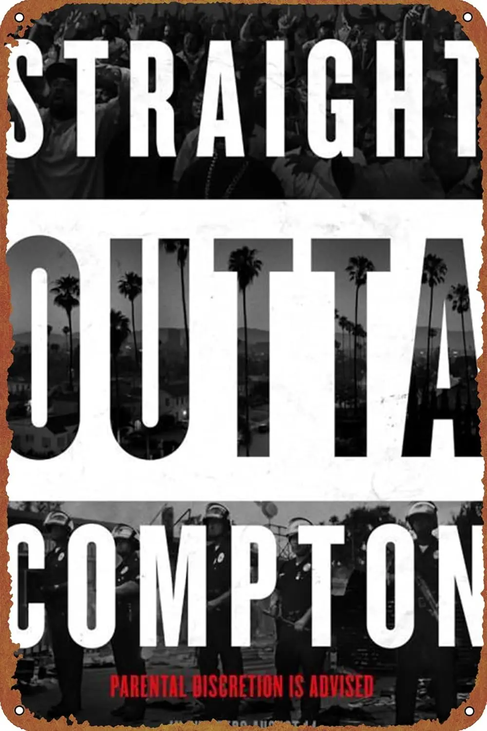 Straight Outta Compton Tin Sign Decoration Vintage Metal Movie Poster Signs Wall Decor 8x12 Inch