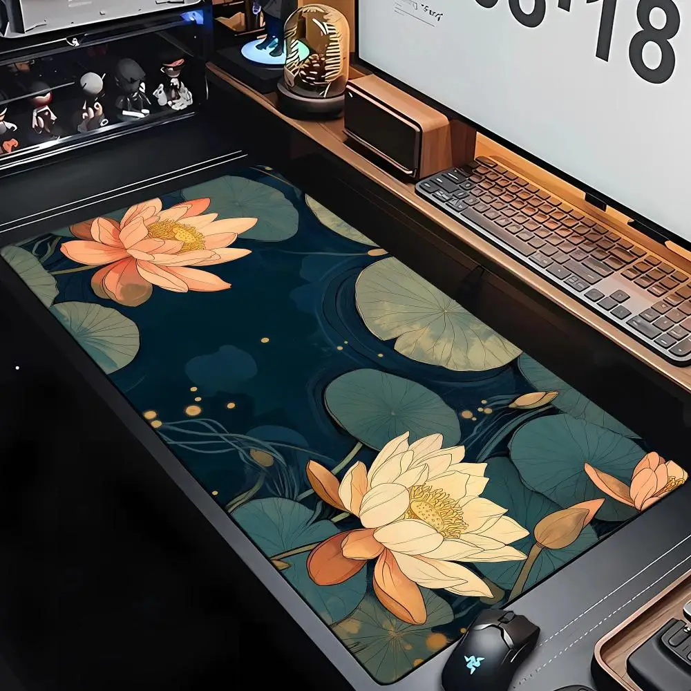 レトロフラワーアートレンダリングマウスパッドデスクマットゲームマットゲーマーPCアクセサリーキーパッド拡張パッドゴム滑り止めオフィスパッド