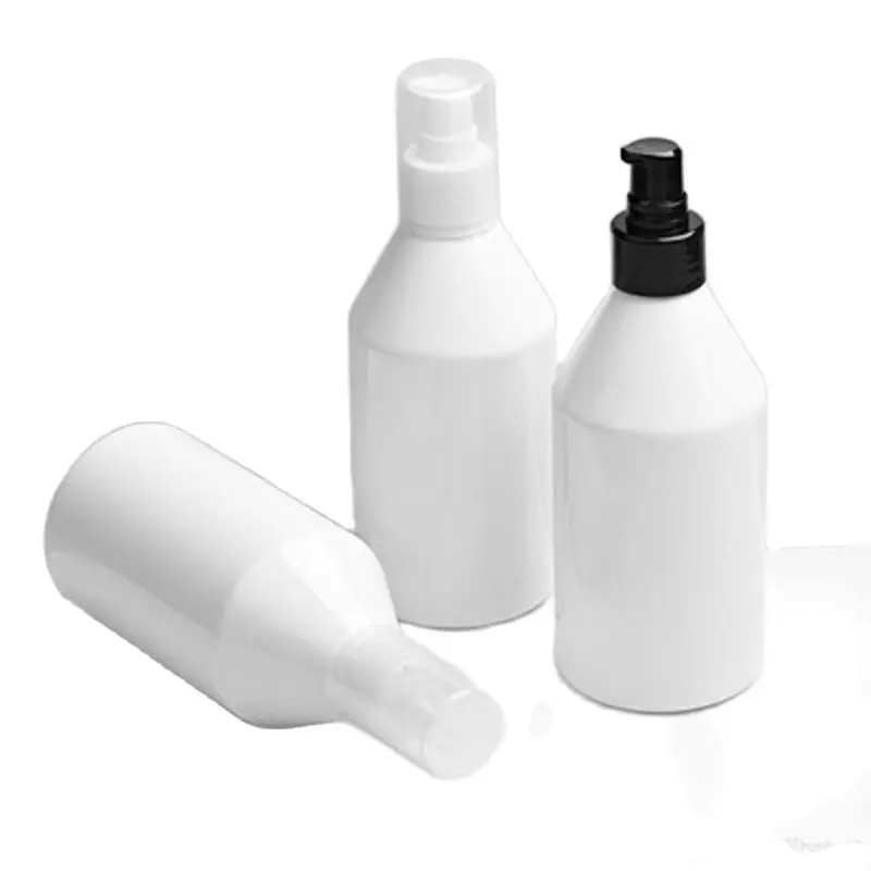 25 pz 300ML bottiglia di plastica bianca vuota Wryshoulder PET nero bianco trasparente lozione pressa pompa con coperchio cosmetico ricaricabile