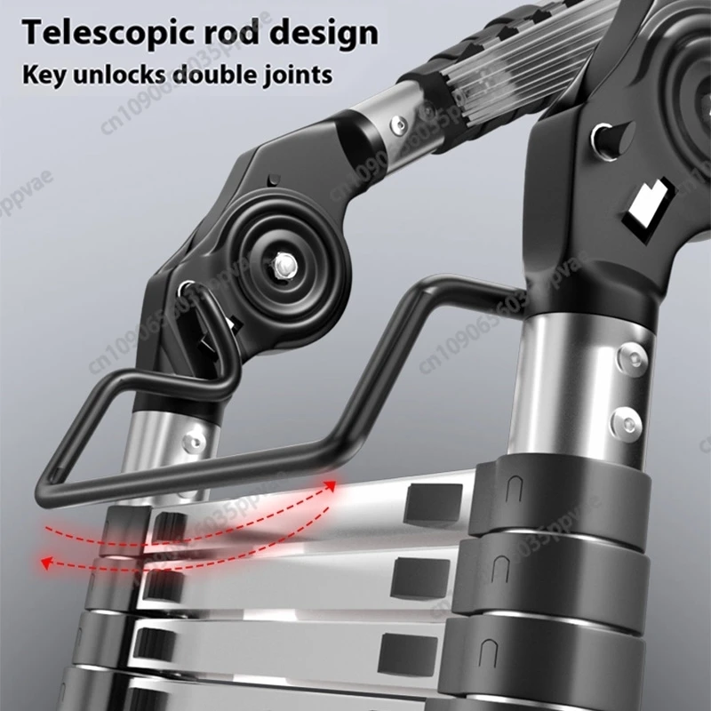 سلم تلسكوبي محمول من الألومنيوم قابل للطي وتصميم ارتفاع قابل للتعديل سلم متعدد الأغراض لصيانة تنظيف تخزين المنزل #5