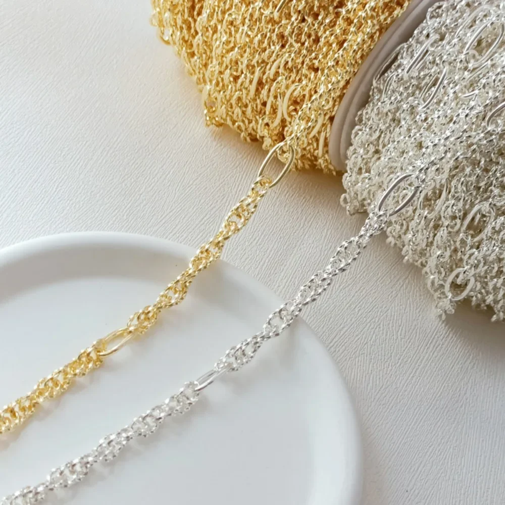 

Серебряная 14-каратная позолоченная цепочка, витая прямоугольная цепочка, браслет ручной работы со звездами, ожерелье, полуфабрикат, свободная цепочка