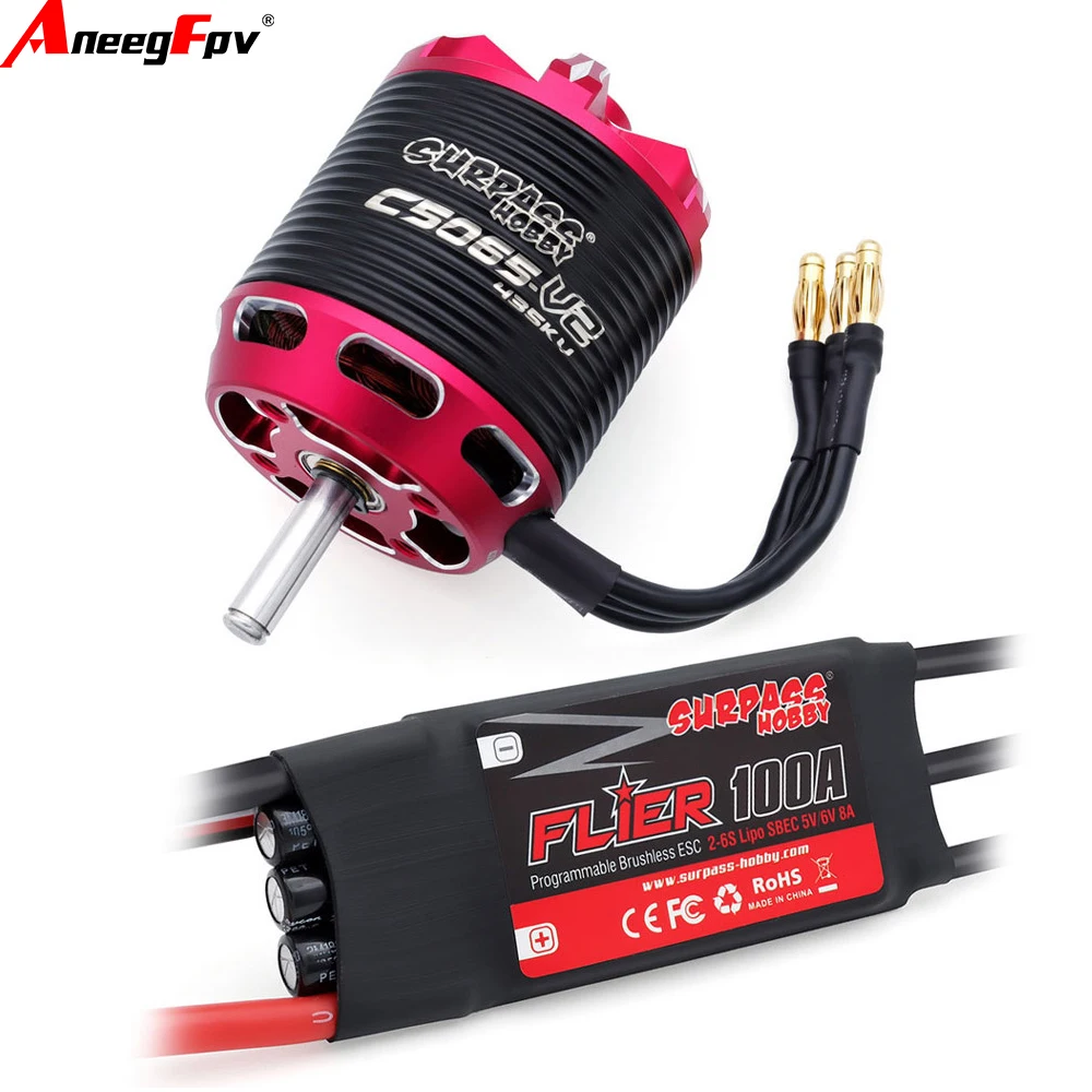 

Surpass Hobby C5065 C5045 C5055V2 Brushless Outrunner Motor with 60A 80A 100A ESC for RC Aircraft Plane Multicopter 2-6S