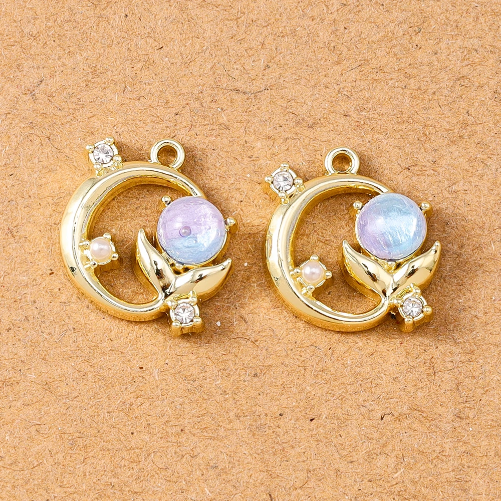 5 قطع لطيف الأحجار الكريمة كريستال ذيل السمكة سحر المعلقات لصنع المجوهرات الأقراط قلادة سوار DIY الاكسسوارات اليدوية #4