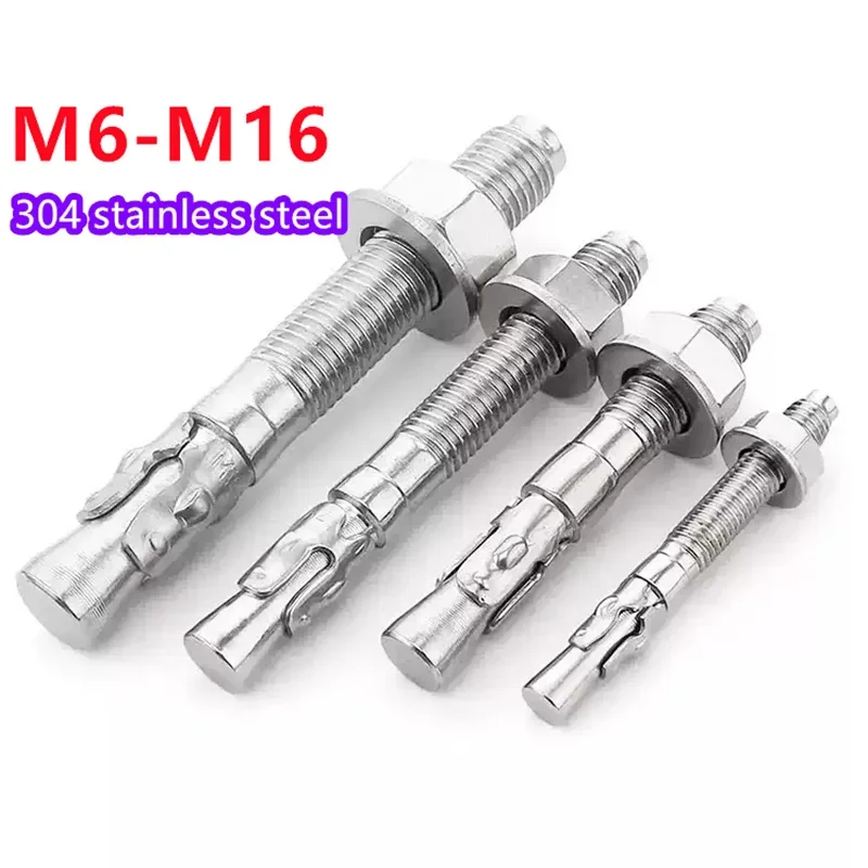 M6 M8 M10 M12 M16 Stainless Steel Expansion Screw Wedge Anchor Through Bolt Car Repair Gecko Repair Internal Expansion Bolts