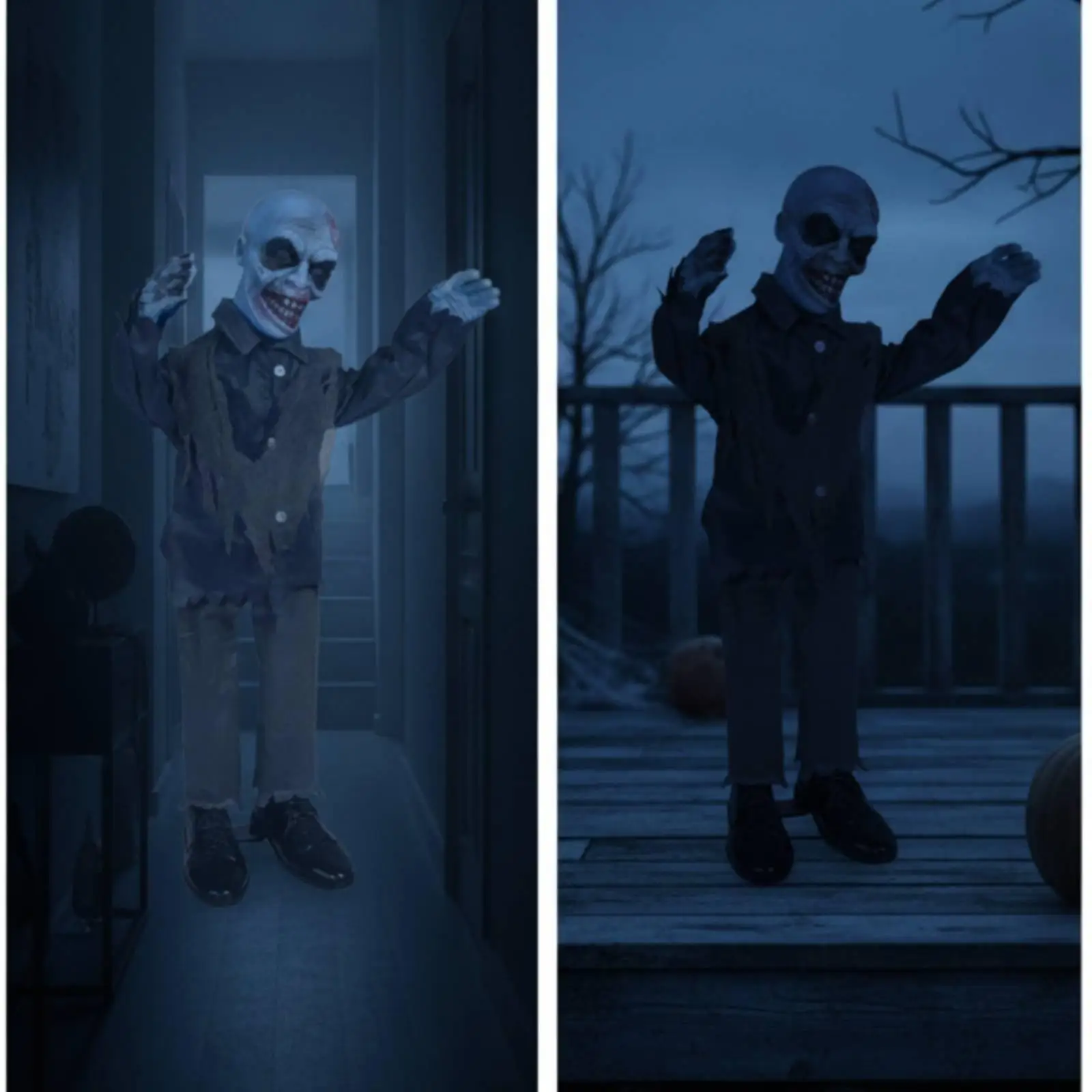 Moving Zombie Figure with Built in Motor for Creepy Halloween Home Haunt Setup