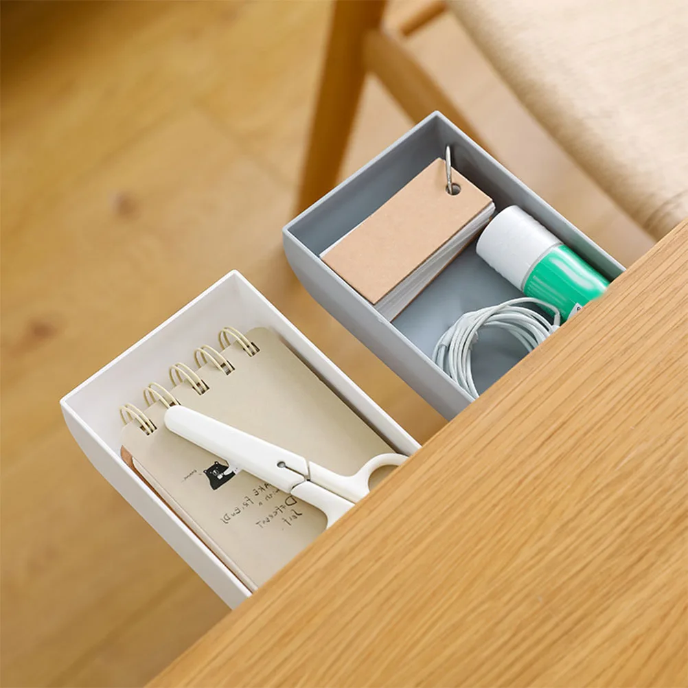 

Adhesive Under Desk Storage Rack Grey Stickable Organizer Tray Reusable Traceless Shelf For Office Home School