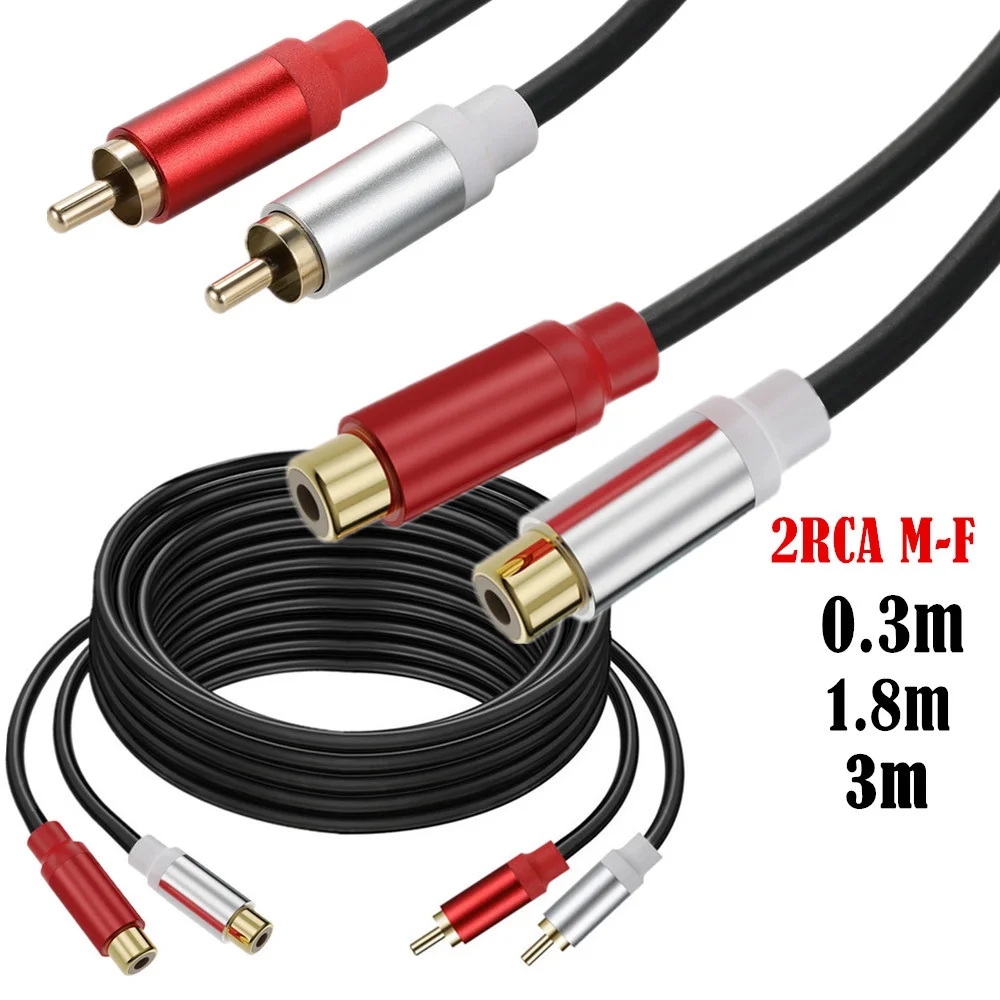 RCA Male to 2 Two RCA Female Audio Video Cable Line Metal shell Gold Plated two RCA Male/Male Video Audio Cord Wire Line