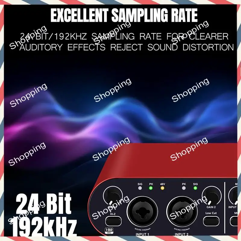 

A44M Professional 24Bit 192Khz Audio Interface 2 Input Sound Card For Electric Guitar External Studio PC Recording Tuner