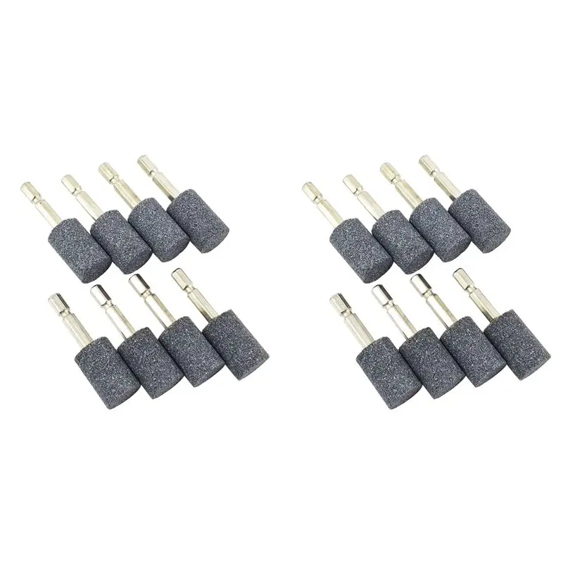 ABWR-16 Pcs Cylinder Grinding Stone - 1/4Inch Hex Shank Abrasive Stone Mounted Grinding Point For Rotary Tool Drill (20Mm)