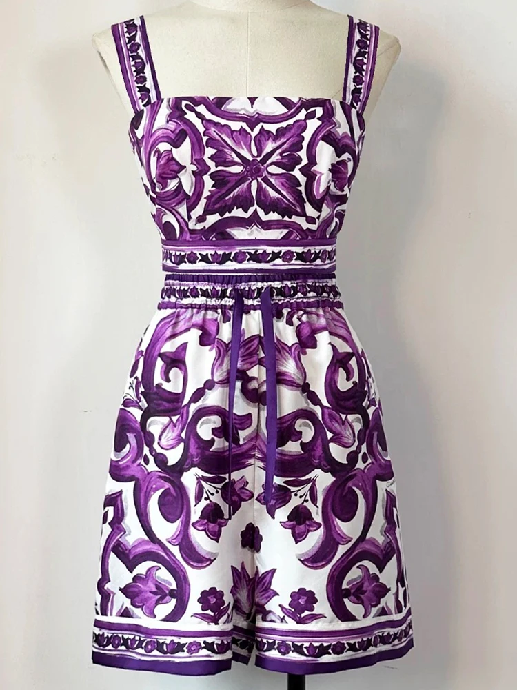 

Summer new sexy women's printed suit with one-word collar and bare waist sexy short coat+high waist shorts fashion two-piece sui