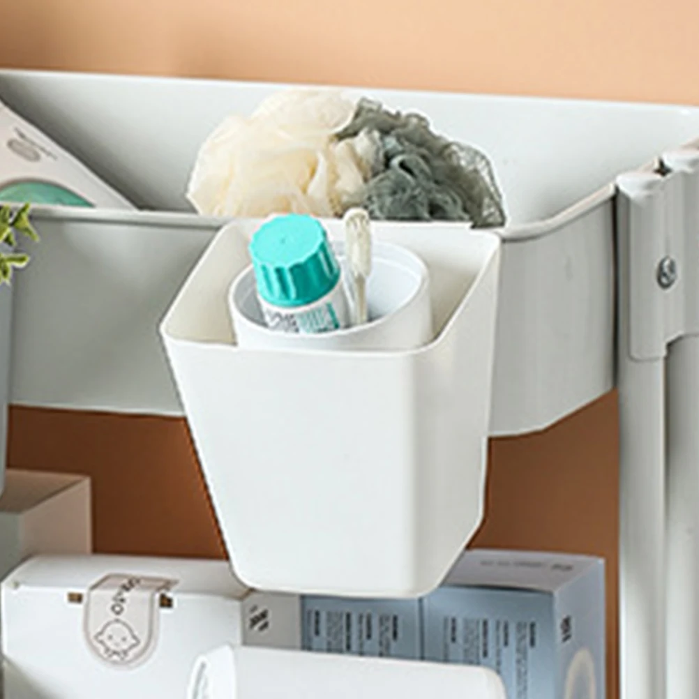 

White Hanging Cup Holder Portable Storage Bins for Rolling Cart & Salon Trolley, Ideal for Salon & Home Organization Enthusiasts