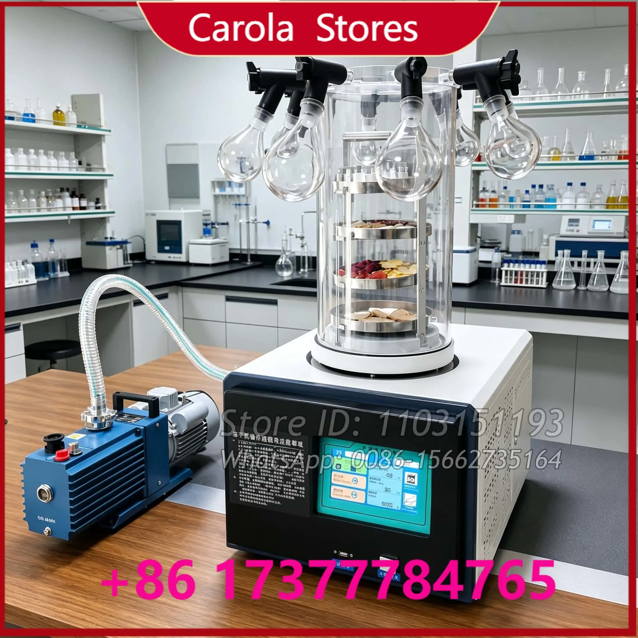 Table Top -60 Degrees Lab Lyophilizer Stoppering Vacuum Freeze Dryer Freeze Drying Equipment For Laboratory Research Food Sample