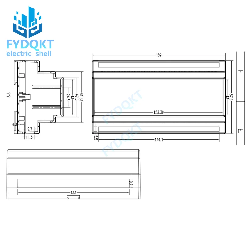 1PCS PLC DIN 35-Rail Electrical Shell Safety Grid Instrument Housing ABS Plastic Case 88X158X59MM 4-04 Junction Boxes