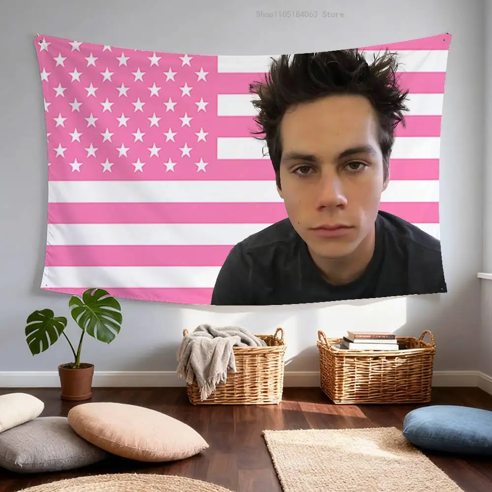 D-Dylan O B-Brien الوردي العلم الأمريكي نسيج راية لغرفة النوم في الهواء الطلق غرفة المعيشة مطعم بار جدار ديكور الطرف