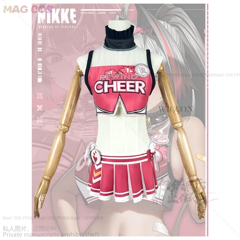 

Game NIKKE The Goddess Of Victory Cosplay Biy Costume Womens Cheerleader Cos Set Back Crop Top With Mini Pleated Skirt School