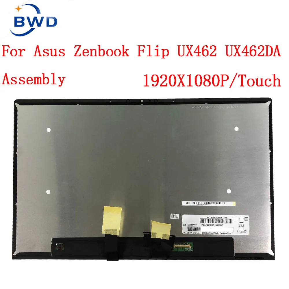 Новинка 14,0, ЖК-экран для ноутбука Asus ZenBook Flip 14 UX462 UX462FA UM462 UM462D UM462DA, стеклянный дисплей в сборе, верхняя часть