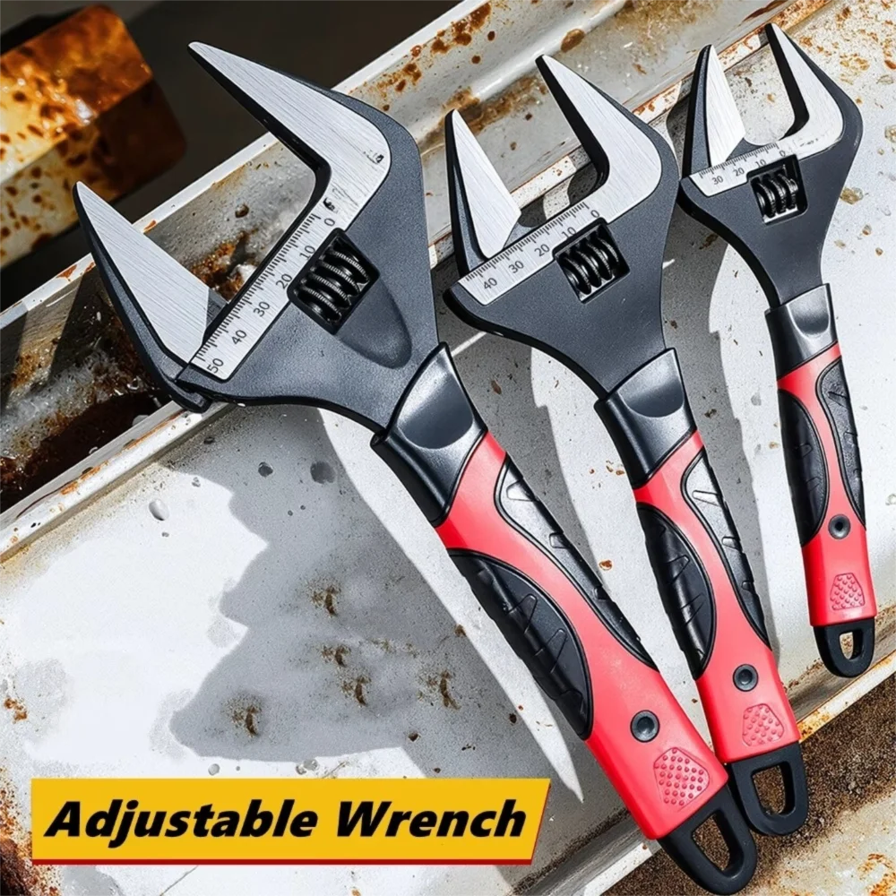 

Durable Metal Adjustable Wrench Large Open Clamp Wrench Universal Spanner Non-Slip Grip Bathroom Wrench Hand Repair Tool