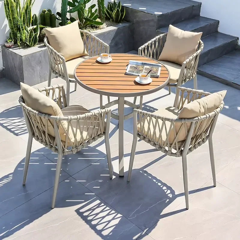 Wholesale Aluminum Garden Chair Set Metal Patio Coffee Table 4 Person Outdoor Furniture