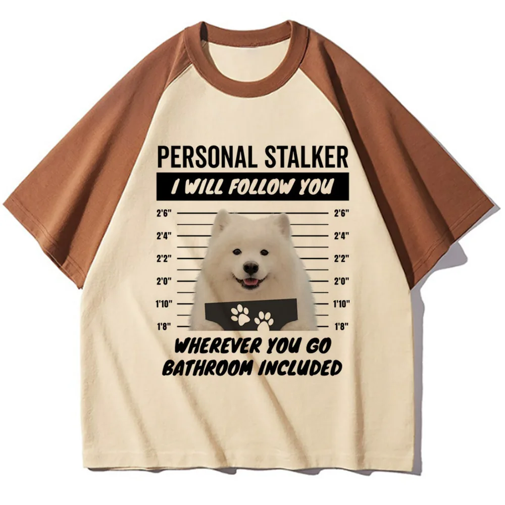 Samoyed Tee women funny Japanese graphic top female streetwear clothes