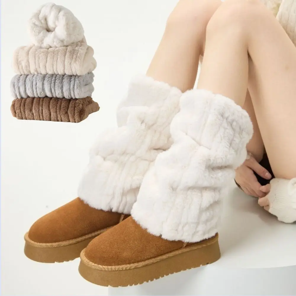 

Новые женские длинные чулки из искусственного кроличьего меха, утепленные зимние носки с ворсом, теплые носки в японском стиле