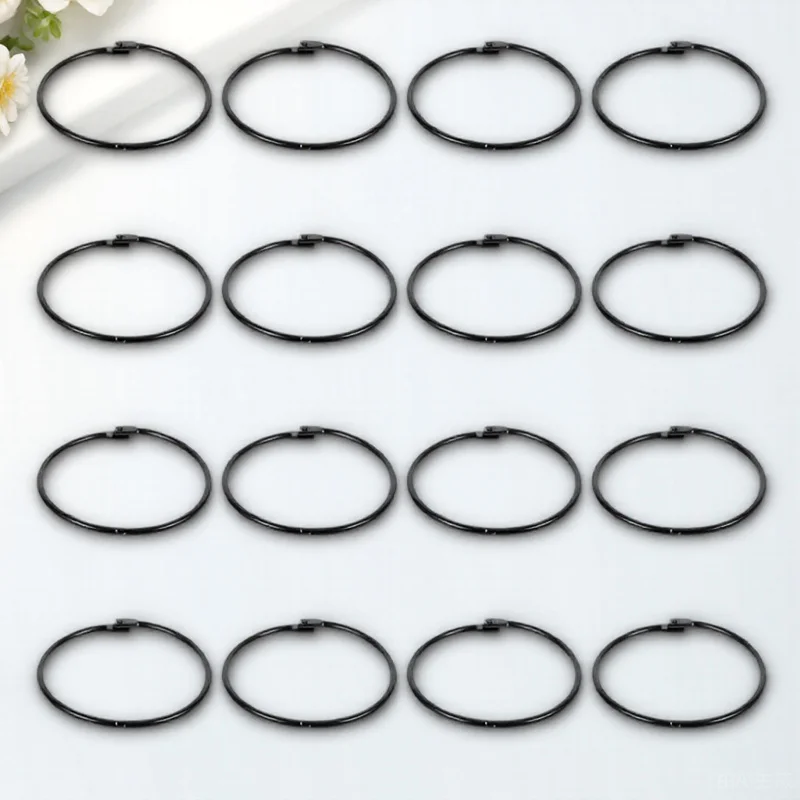 

24Pcs Shower Curtain Rings Metal Hanging Rings Strong Durability Flexible Buckle for Pleated Curtains No Rod Removal Needed
