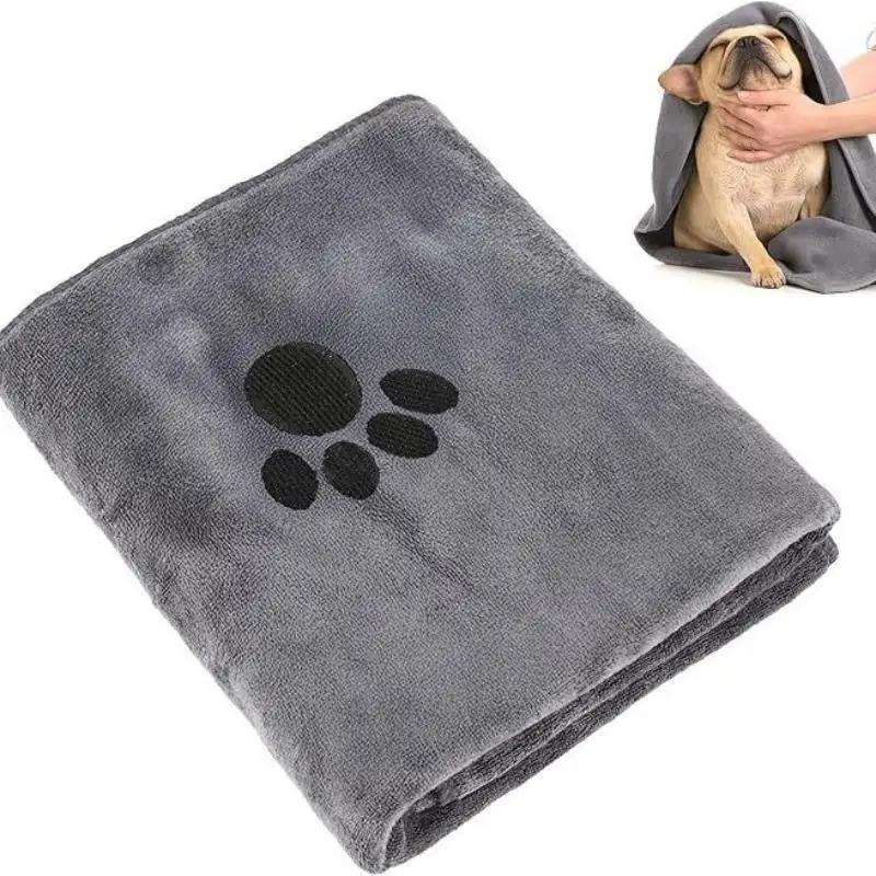 Microfiber Pet Bath Towel Embroidered Super Soft Absorbent Towel For Dogs Cat Grooming Supplies