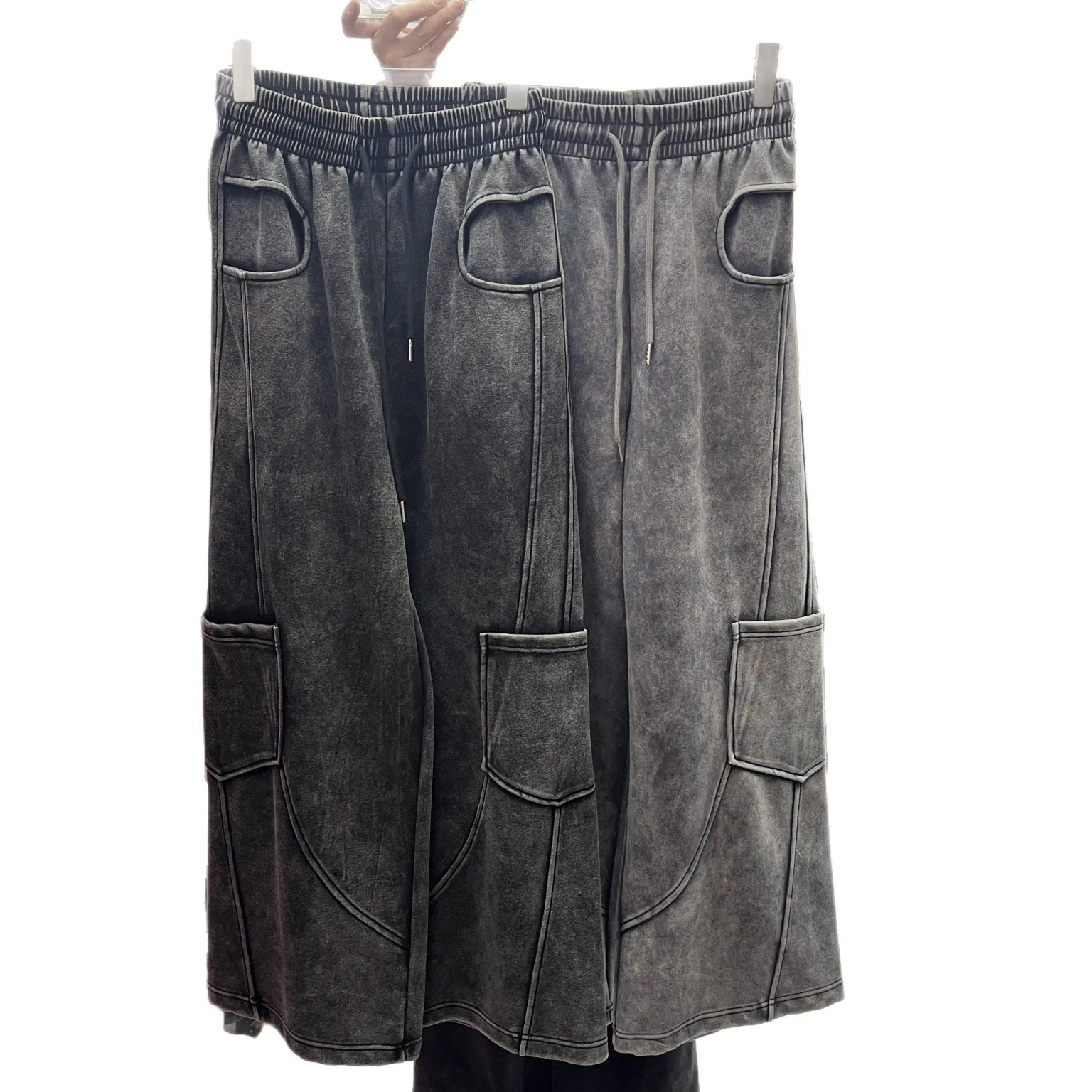 SuperAen American-style Distressed Wide-leg Pants for Women Fashionable Pockets Washed Loose Autumn New Retro Full Length Pants