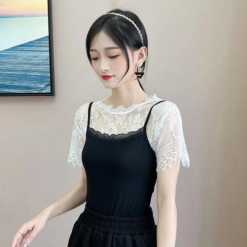 Lace Fake Collar Hollow Lace Neck Collar Embroidery Elastic Mesh Applique Detachable DIY Lace Applique Lady Shirt False Collar